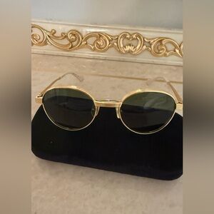 Gucci Gold Frame Sunglasses with Dark Lenses